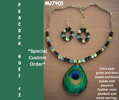 Peacock Hues #2 "SOLD" *Special Custom Order* Handcrafted one-of-a-kind set)
