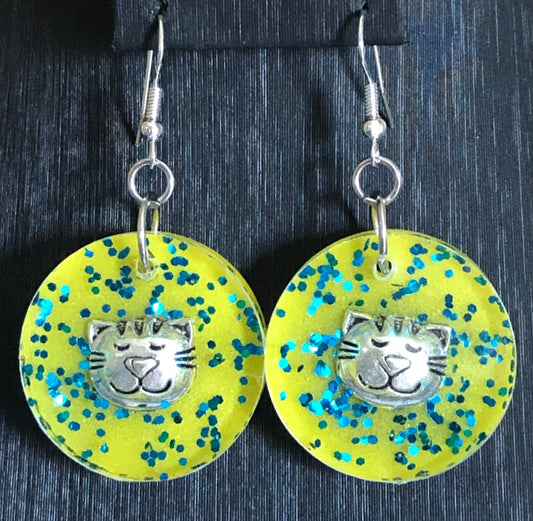 Cat’s Face "SOLD" (Handcrafted one-of-a-kind earrings)