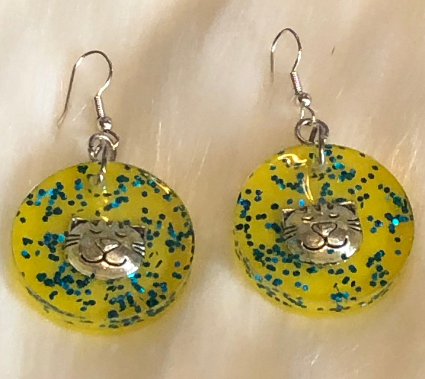 Cat’s Face "SOLD" (Handcrafted one-of-a-kind earrings)